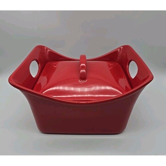 Rachael Ray 4 Quart Red Baking Dish w/ Lid Deep Square Shape Built in Handles - Picture 1 of 12